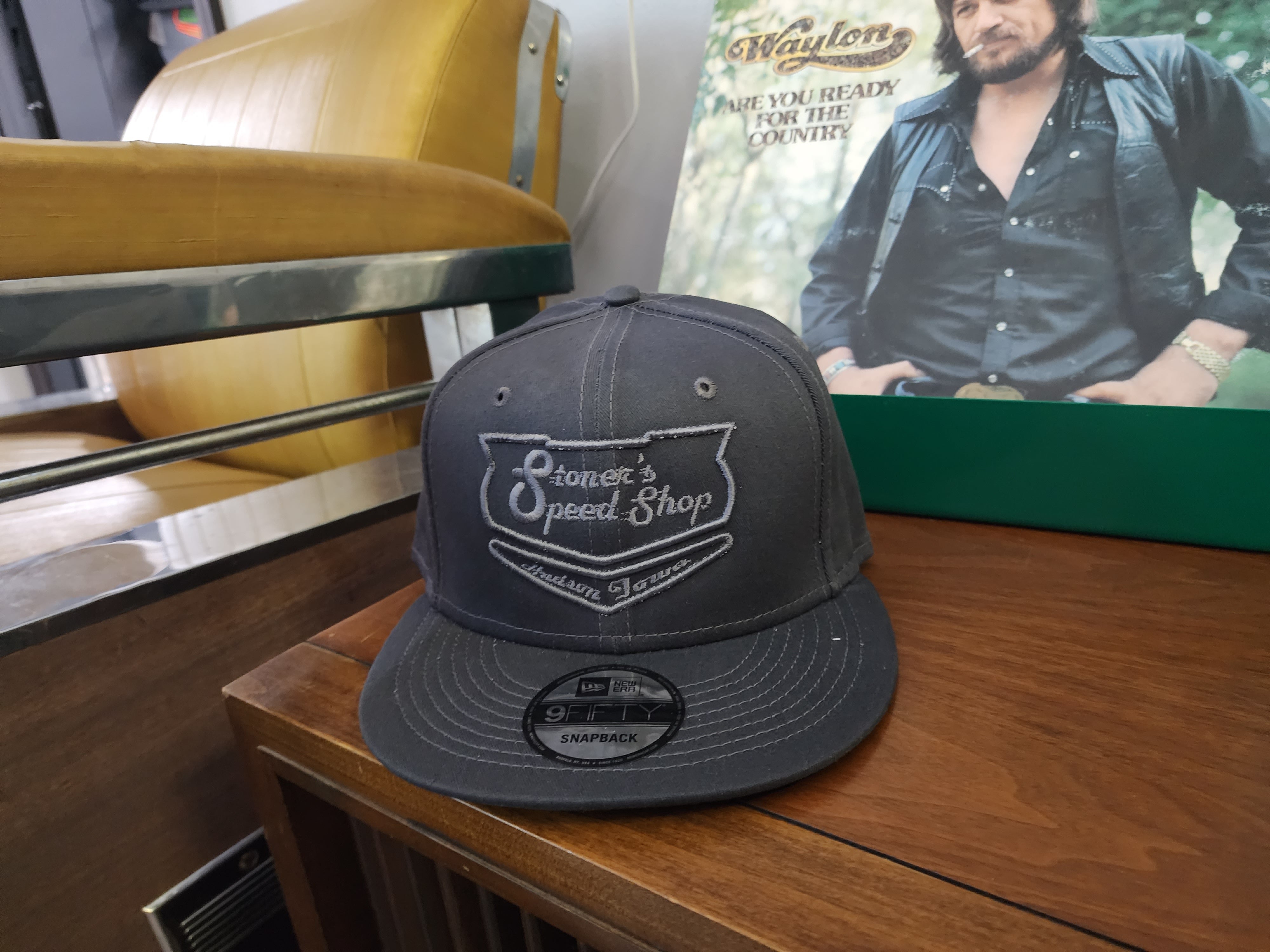 Dark Gray New Era Flat Bill with Stoner's Speed Shop Gray Puff Logo