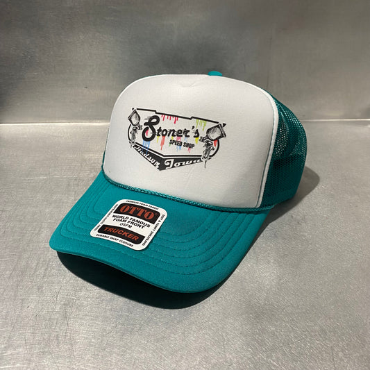 Otto Foam Front Mesh Back Trucker Hat - Teal Paint Drip