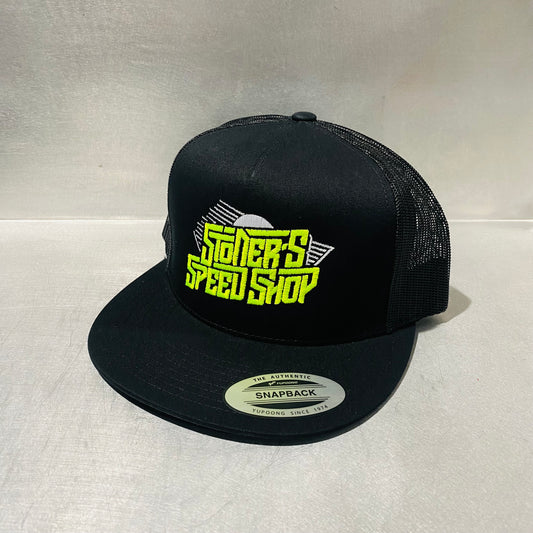 Yupoong Snapback Black-Neon Green Retro Sun Logo