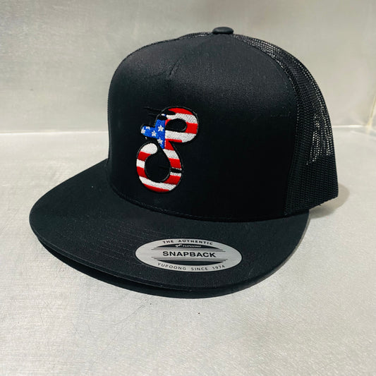 Yupoong Snapback Black American Flag “S” Logo